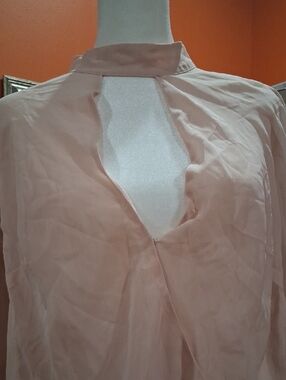 bebe Blush Pink Sheer Top with Keyhole Accent